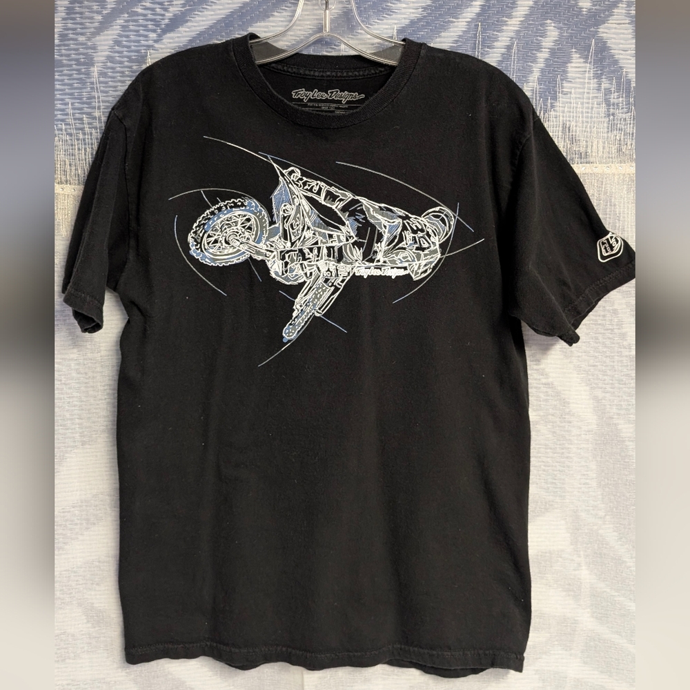 Black Graphic Tee with Motorcycle Design